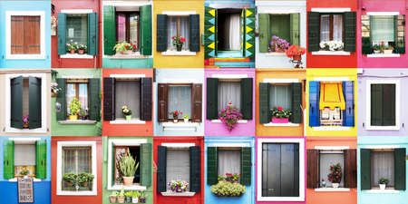 Burano windowsの写真素材