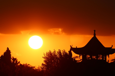 pavilion in the sunの写真素材