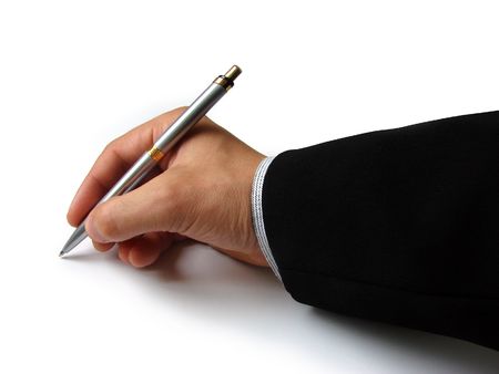 Close up of human hand with penの写真素材