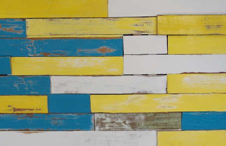 Decorative colorful wood wall backgroundの写真素材