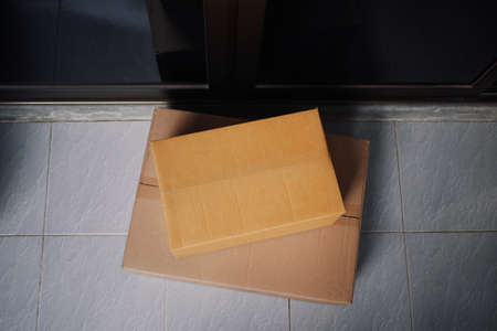 Safe contactless delivery courier services to door during the Coronavirus (COVID-19) pandemic, top...