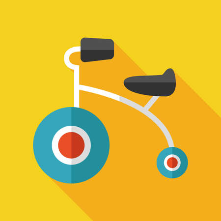 Kids Tricycle flat  icon with long shadowのイラスト素材