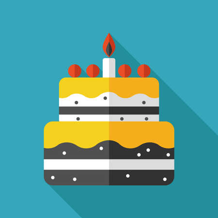 birthday flat  icon with long shadowのイラスト素材
