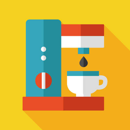 coffee maker flat  icon with long shadowのイラスト素材