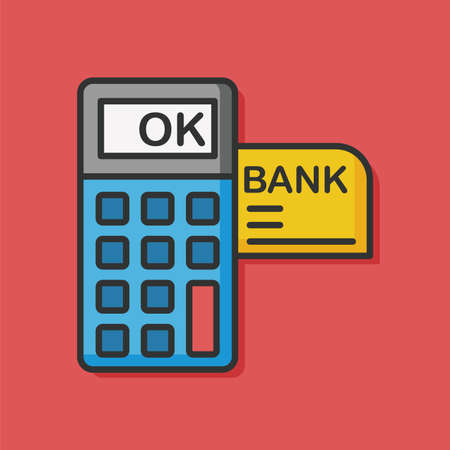 Credit card machine color line iconのイラスト素材