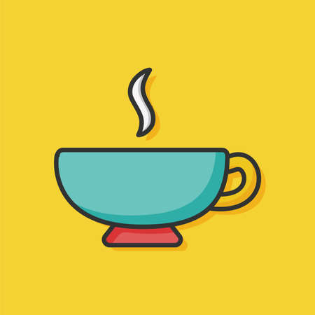 hot coffee color line iconのイラスト素材