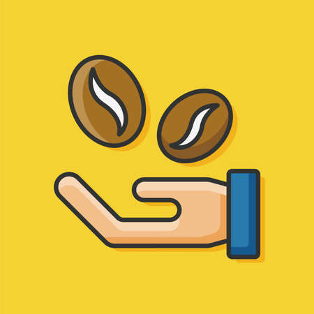 coffee bean color line iconのイラスト素材