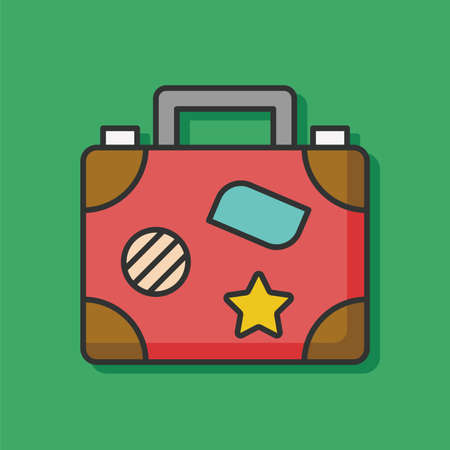 suitcase trolley color line iconのイラスト素材