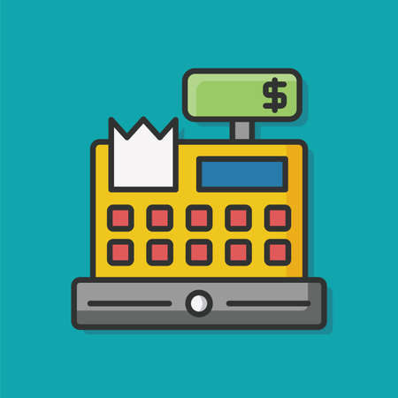Cash register color line iconのイラスト素材