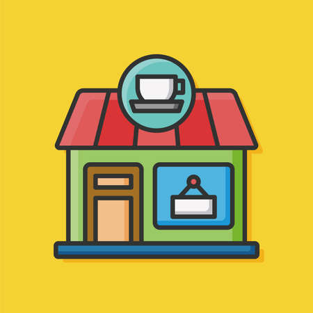coffee shop color line iconのイラスト素材
