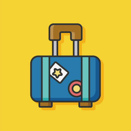suitcase trolley color line iconのイラスト素材