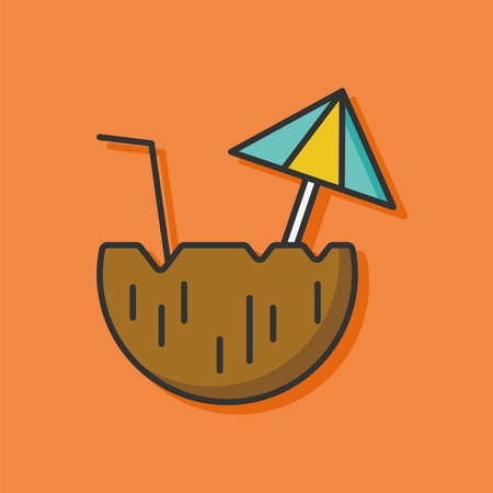 coconut drink color line iconのイラスト素材
