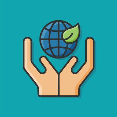 Environmental protection concept protect our planet  iconのイラスト素材