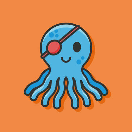 cartoon octopus pirate iconのイラスト素材