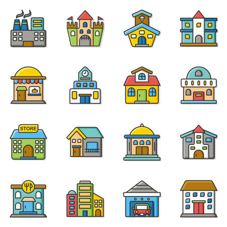 icon set building vectorのイラスト素材