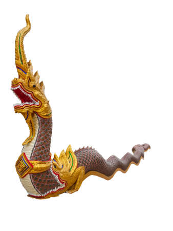 Naga statue protecting the entrance to Thai templeの写真素材