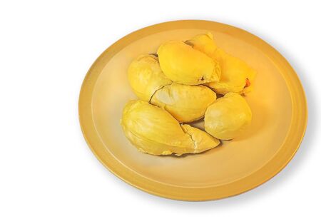 durian the fruit of asia on a white backgroundの写真素材