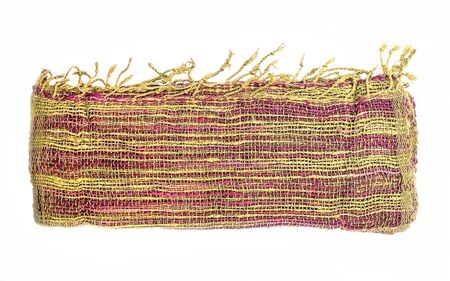 scarf that is woven from yarn on a white backgroundの写真素材