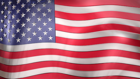 A 3D rendering of the Unted States of America flag with chrome reflectionsの写真素材