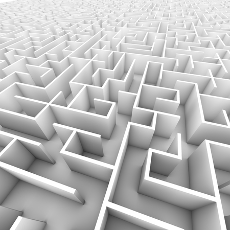 An infinite bright white wall maze or labyrinthの写真素材