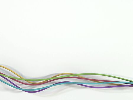 Quintet of Brightly Colored Cables or Strings on a White Background with Plenty of Room for Text or...