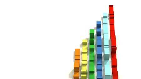 Vertical Graph of Multi Colored 3D Illustrated Geometric Ribbons on a White Background.  Negative...