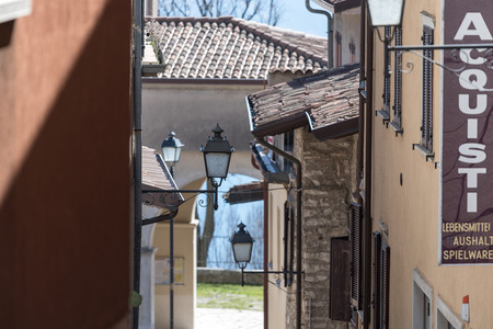 italian street in tremosine near garda lakeの写真素材