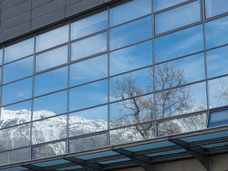 Rovereto city windows and mountain