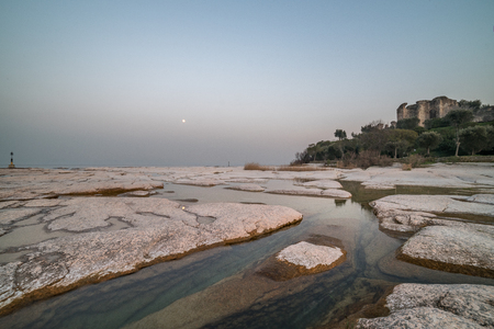 sirmione beach by snight and sunsetの写真素材