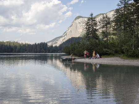 23 july 2017 Tovel alpin lake in adamello Brenta natural park, Trentino country north east italy,のeditorial素材