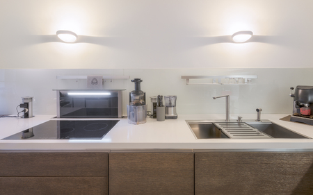 new apartment contemporary very clean and minimal and modern fornitureの写真素材