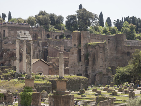 24 april 2018, Forum Romanum, Fori romani, ancient site of antique city of Rome, in Rome near Palatino hillのeditorial素材