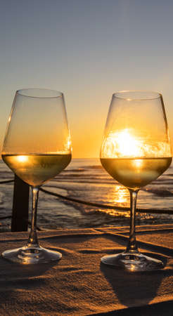 Two glass of wine in good companyの写真素材