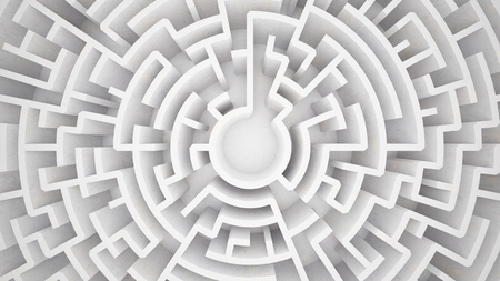 3d rendering circular maze in top viewの写真素材