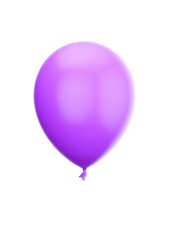 3D Rendering Purple Balloon Isolated on White Backgroundの写真素材