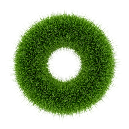 3D rendering Green grass circle isolatedの写真素材