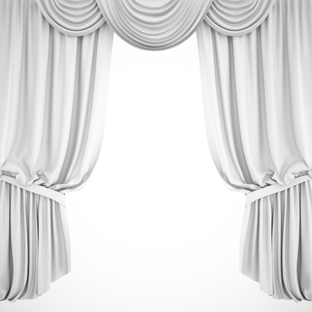 3d rendering white background curtain on white backgroundの写真素材