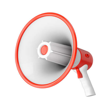3D Rendering Megaphone isolated on white backgroundの写真素材
