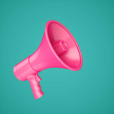3D Rendering Pink Megaphone isolated on backgroundの写真素材