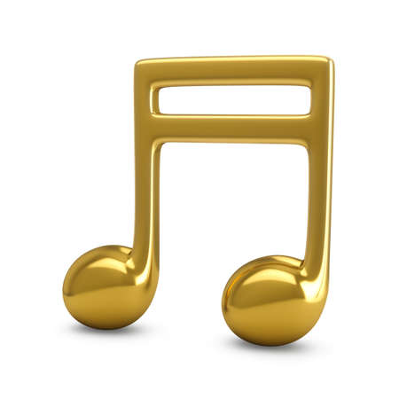 3d Rendering Golden Music Note isolated on whiteの写真素材