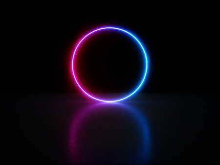 3D rendering Glowing Neon Lights on dark background