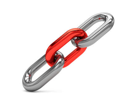3D rendering chain of three links isolated on white. Lock, connection concept.の写真素材