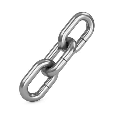 3D rendering chain of three links isolated on white. Lock, connection concept.の写真素材