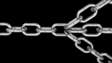 3D rendering Chains connected by link. Connected group leadership teamwork concept.の写真素材