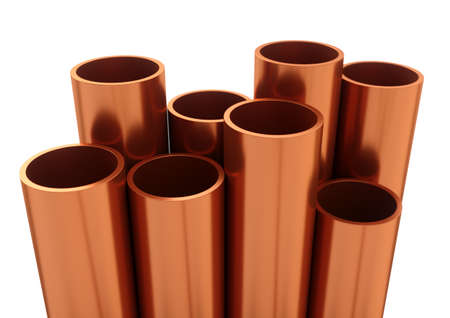 3D rendering Industrial copper pipes