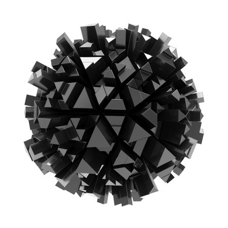 3d rendering abstract dark sphere on white backgroundの写真素材