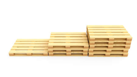 3d rendering wooden pallets isolated on white background