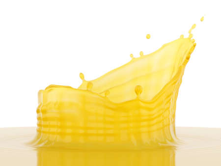 3d rendering Orange Juice splash over white backgroundの写真素材