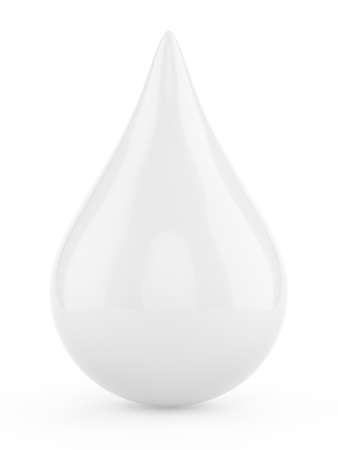 3d rendering white drop isolated on white backgroundの写真素材