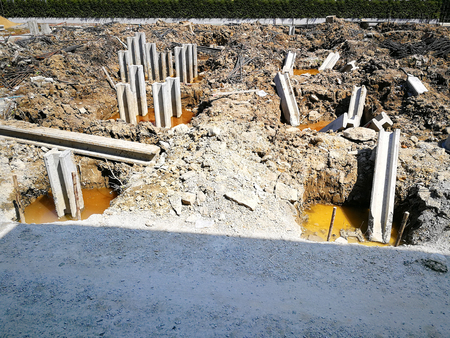 Piling at the construction site.の写真素材